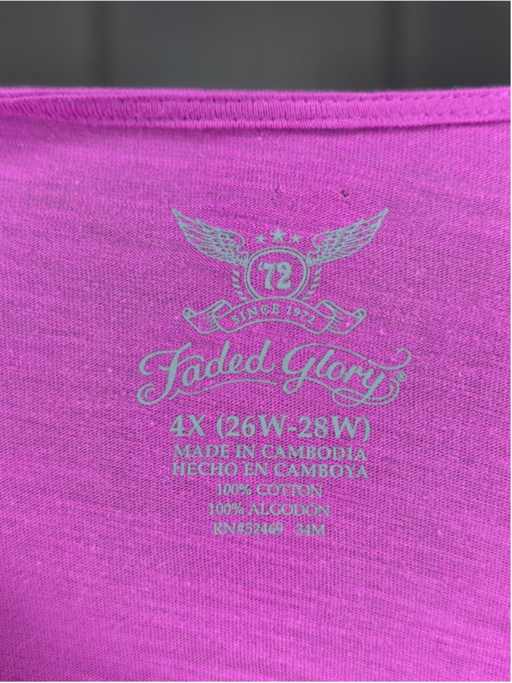 Faded Glory Short Sleeve Tee Purple Women’s Plus Size 4X - Picture 4 of 4